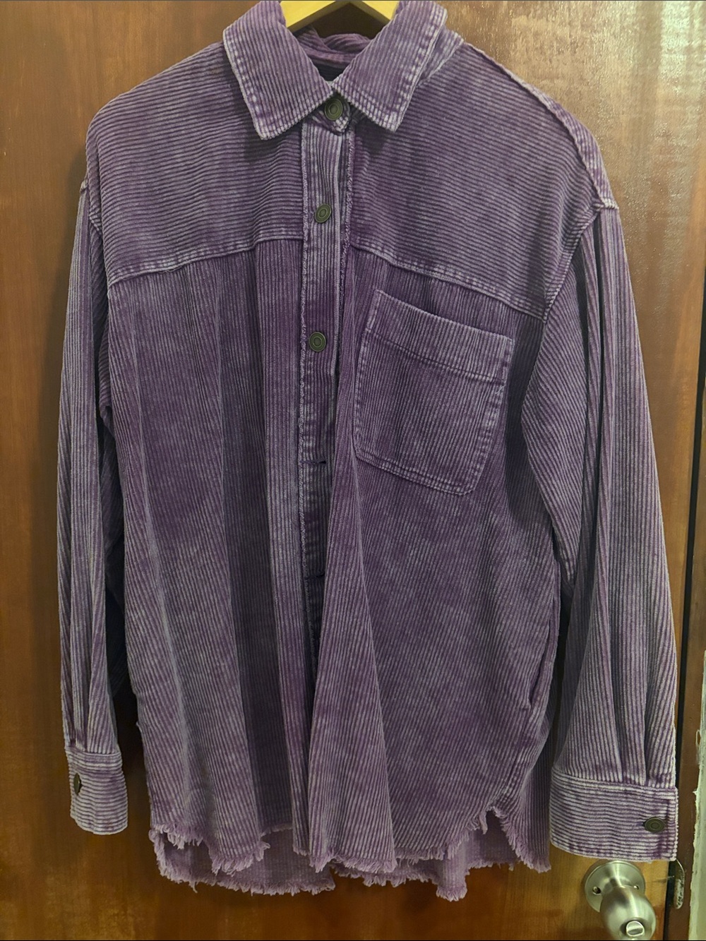 LA MIEL Purple Corduroy Shacket Jacket - Picture 3 of 6